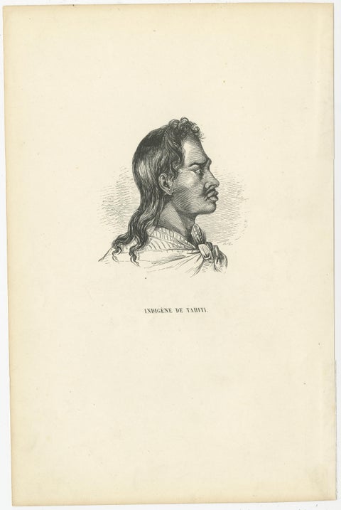 Set of 4 Antique Prints of Natives of Timor, Tahiti, Tasmania & New Zealand 1845, view 3