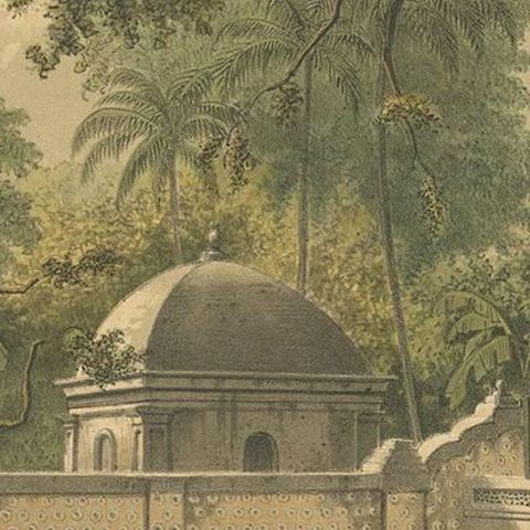 Antique Print of a Cemetery in Bontowala by M.T.H. Perelaer, 1888, close-up 2
