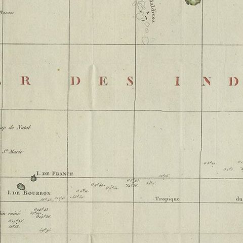 Old Map of Indian Ocean & Sumatra, Java, Borneo, India, Arabia, Africa, c.1783, close-up 3