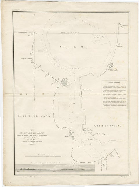 Detailed Map of the Madura Strait, between Java & Madura Island, Indonesia, 1825, view 2