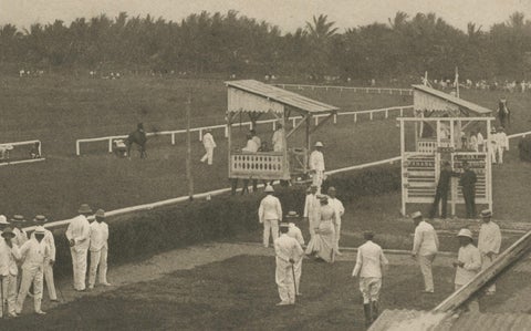 Medan Race-Course, Colonial Era Horse Racing Scene, Antique Photogravure c.1900, close-up 3