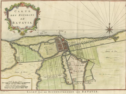Map of Batavia’s Surroundings with Early Reference to Jakarta, Indonesia, c.1770, close-up 5