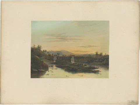 Brantas River as a Mountain Stream, East Java Landscape Lithograph, 1872, view 2