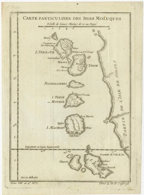 Antique Map of the Moluccas (Maluku Islands), Indonesia, Bellin, 18th Century, view 2