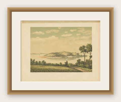 Antique Print of Penyengat Island by M.T.H. Perelaer, 1888, shown framed
