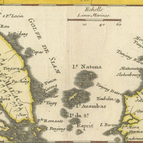 Old Original Antique Map of the Sunda Islands of Indonesia, 1756, close-up 1