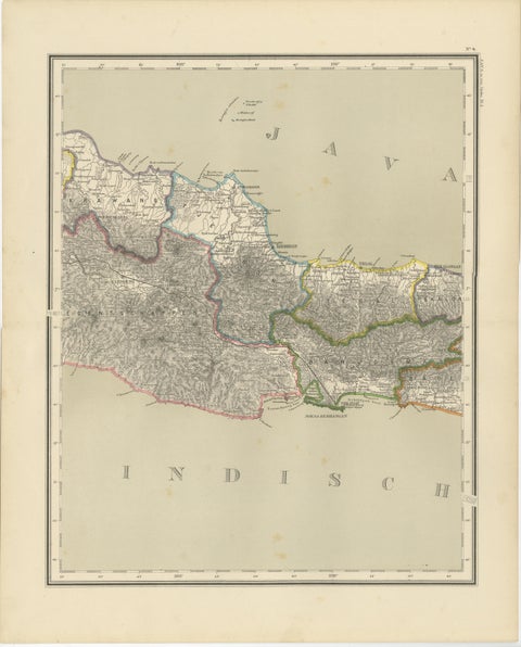 Four Antique Java Maps with Batavia Plan, Dutch East Indies Wall Set 1880s, view 3