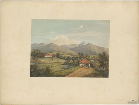 Java’s Kawis Mountains and Tobacco Estate near Malang, Antique Lithograph, 1872, view 2