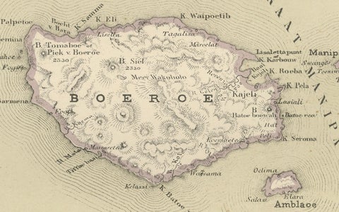 Antique Map of Ceram, Ambon, Banda, Buru, Moluccas by Dornseiffen, 1884, close-up 4