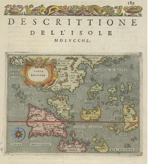 Antique Map of the Moluccas by Porcacchi, circa 1620, view 2