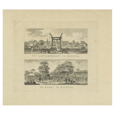 Batavia Market Scenes & Government House, Antique Prints VOC Period, c.1780