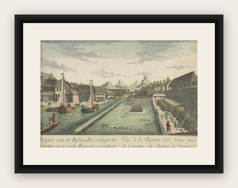 Antique Print of the Pearl Bastion of Castle Batavia by Habermann 'c.1770', shown framed