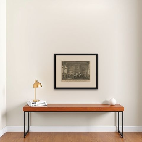 Meeting of the VOC Directors with Prince William V, Amsterdam 1768, shown framed on a wall, true to size