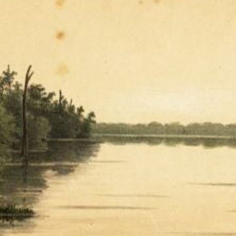 Antique Print of the Paminger Lakes by Perelaer, 1888, close-up 1