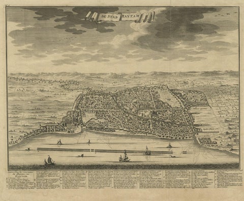 Decorative View of the Indonesian Town of Bantam 'Banten', Java, 1726, close-up 1