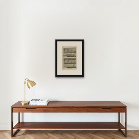 Antique Print of Various Chinese Gods by Valentijn, 1726, shown framed on a wall, true to size