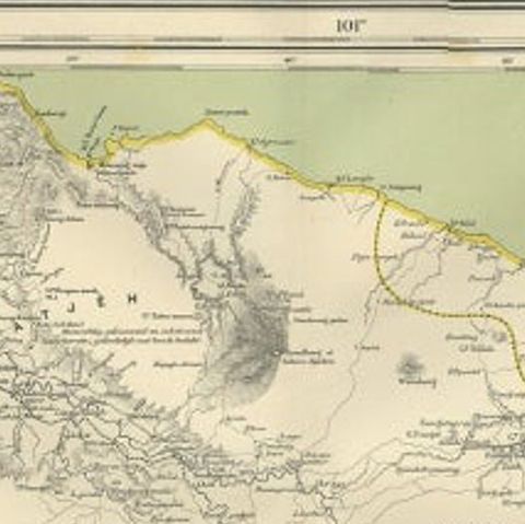 Antique Map of Aceh in Sumatra, Indonesia, 1900, close-up 1