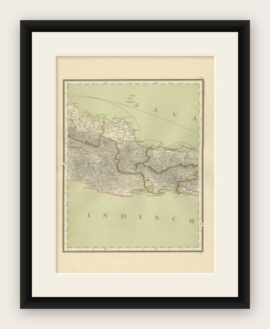 Antique Map of Part of Java, Indonesia, 1900, shown framed