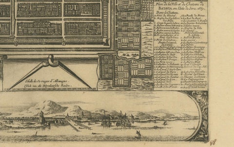 1728 Map of Batavia Castle & City, Java, Van der Aa after 1669, close-up 5