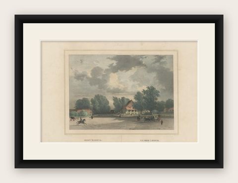 Old Print of Rijswijk, an Area in Old Batavia, Nowadays Jakarta, Indonesia, 1844, shown framed