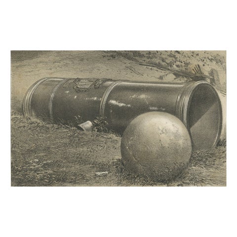 Antique Print with Huge Kanon and Occupation of Kraton in Aceh, Indonesia, 1874