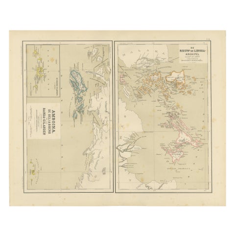 Antique Map of Riouw, Lingga Archipelago, Singapore, Banda by Dornseiffen, 1884
