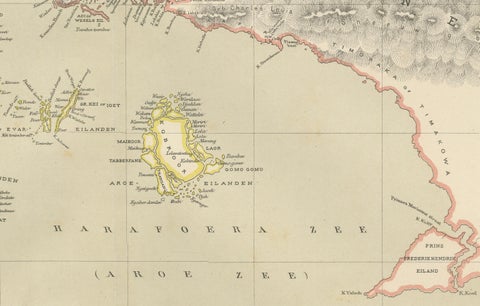 Antique Colonial Dutch Map of the Moluccas & New Guinea by Dornseiffen, 1884, close-up 4