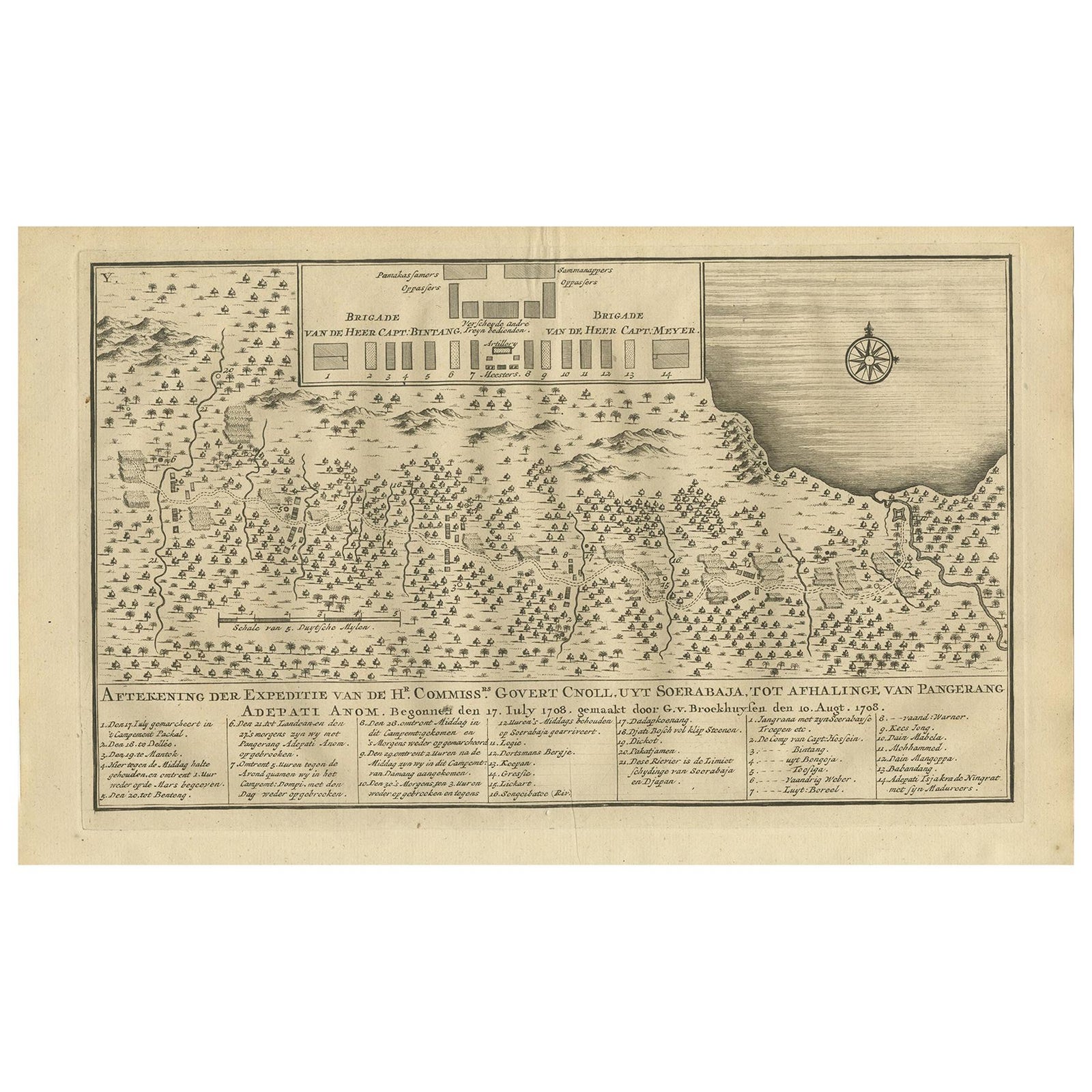 Antique Print of the Expedition from Surabaya to Pangerang by Valentijn, '1726'