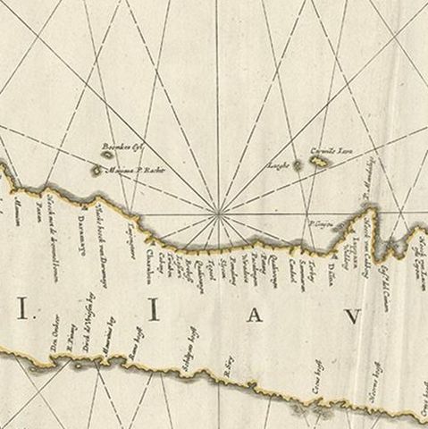 Antique Map of Java by Janssonius, circa 1650, close-up 2