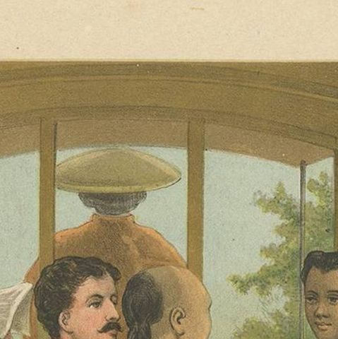 Antique Print of a Carriage Ride in Batavia 'Indonesia' by M.T.H. Perelaer, 1888, close-up 1