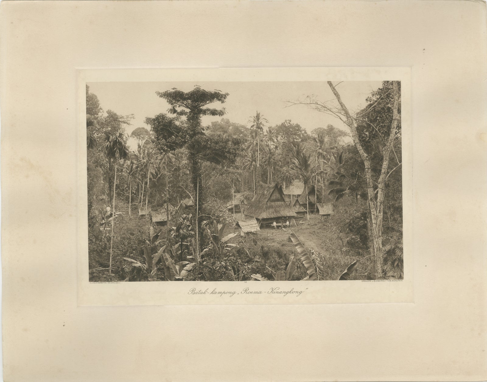 Batak Kampong Village, Sumatra Dutch East Indies, Kleingrothe Photogravure 1900