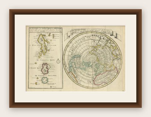 Antique Map of the North Pole & Sangihe Archipelago by Keizer & de Lat, 1788, shown framed