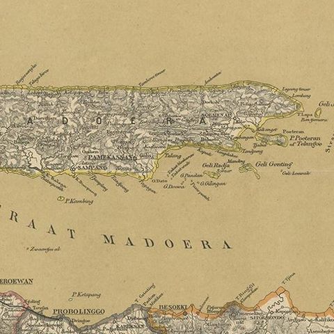 Antique Map of Java in 4 sheets by Dornseiffen, 1884, close-up 2