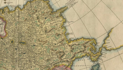 Decorative Antique Map of Asia and the East Indies, circa 1720, close-up 4