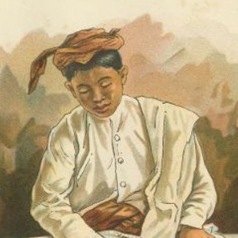 Antique Print of an Indonesian House Servant, 1909, close-up 1