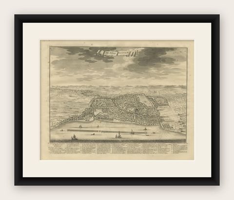 Antique Print of Bantam or Banten, Java, Indonesia, '1726', shown framed