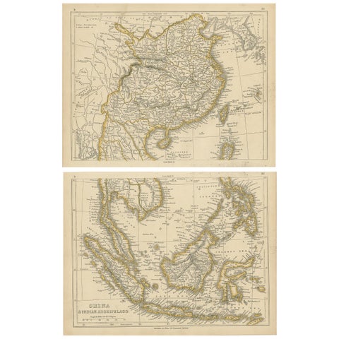 Antique Map of China and the East Indies by Lowry, 1852