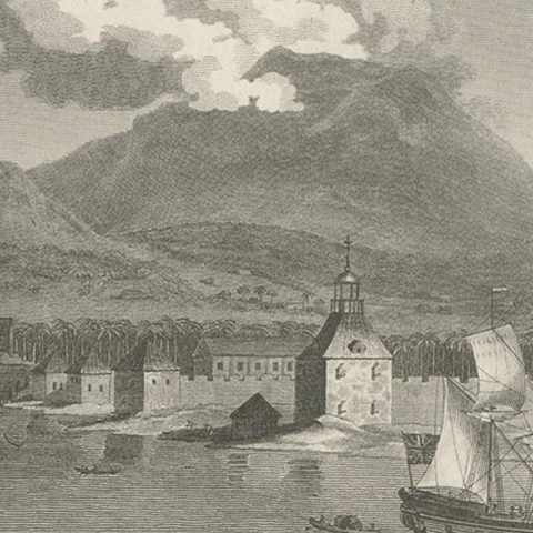 Antique Print of the Harbour Sunda Kelapa of Batavia in the Dutch Indies, 1826, close-up 2