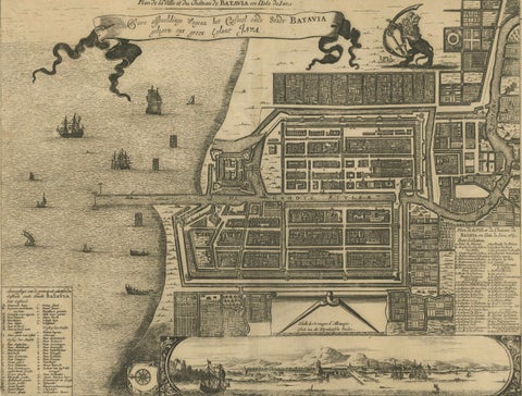1728 Map of Batavia Castle & City, Java, Van der Aa after 1669, close-up 2