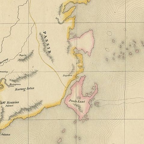 Antique Map of Part of Borneo 'Kalimantan' Indonesia, by Vandermaelen, C.1825, close-up 2