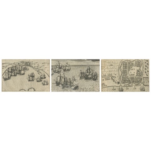 Dutch Fleet and Fortified Port City of Bantam, from History of Amsterdam, 1611