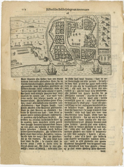 Dutch Fleet and Fortified Port City of Bantam, from History of Amsterdam, 1611, view 4