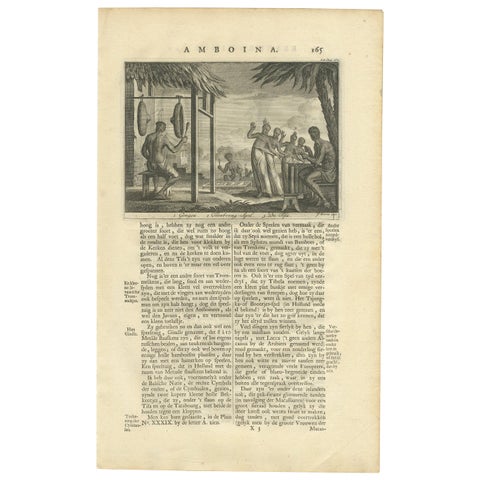 Antique Print of Music Instruments from Ambon by Valentijn '1726'
