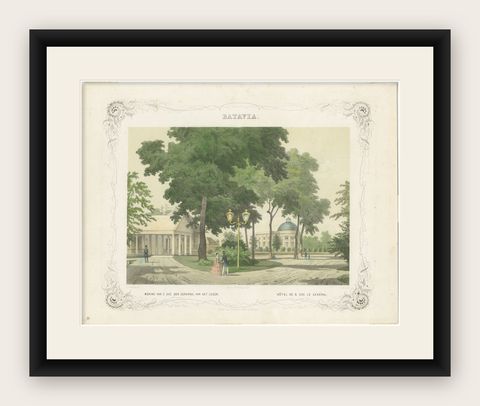 Batavia General's Residence & Governor's Hotel, Jakarta Lithograph, 1860, shown framed