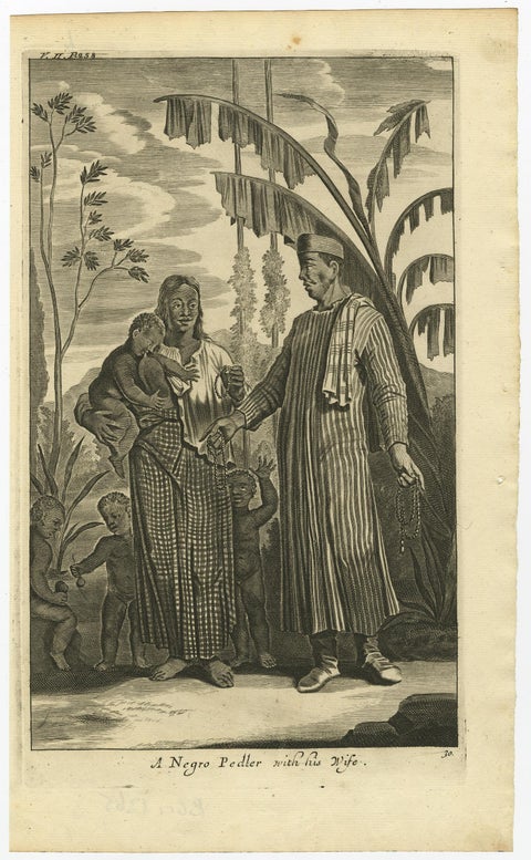 Old Print of A Pedler in Indonesia with Wife and Children, 1744, view 2