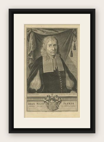Antique Portrait of Joan Maetsuycker, Governor-General of the Dutch East Indies, shown framed