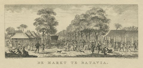 Batavia Market Scenes & Government House, Antique Prints VOC Period, c.1780, close-up 3