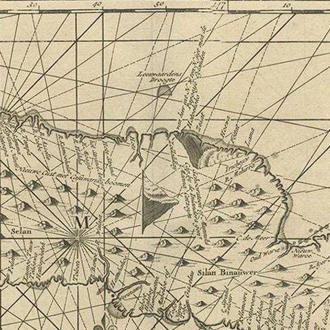 Antique Map of Ambon and Surroundings by Valentijn '1726', close-up 1