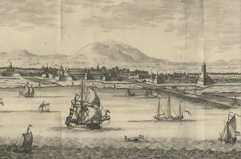 Antique Print of Batavia (Jakarta) in the Dutch East Indies, 1726, close-up 1