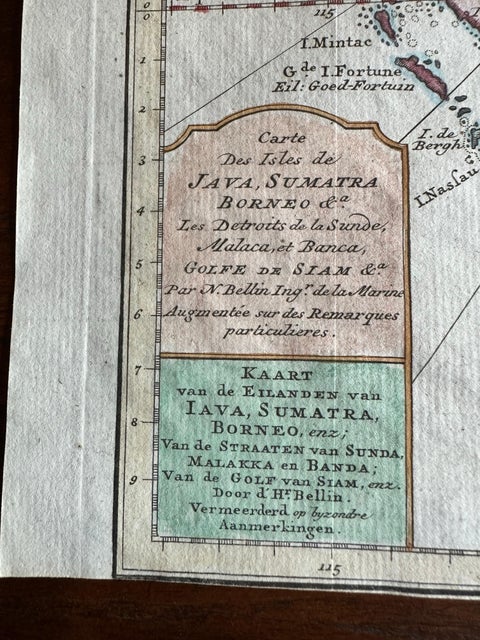 Original Map of the East Indies Including Sumatra, Java, Borneo & Malaysia, 1755, view 3